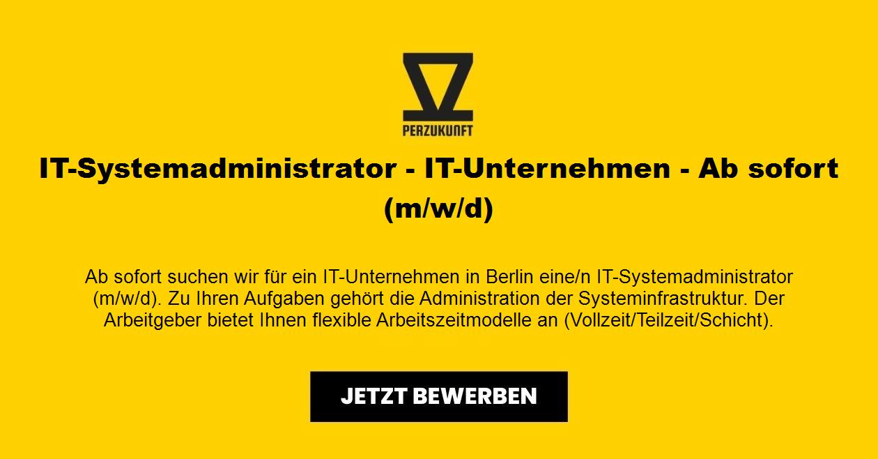 IT-Systemadministrator - IT-Unternehmen - ab sofort (m/w/d)