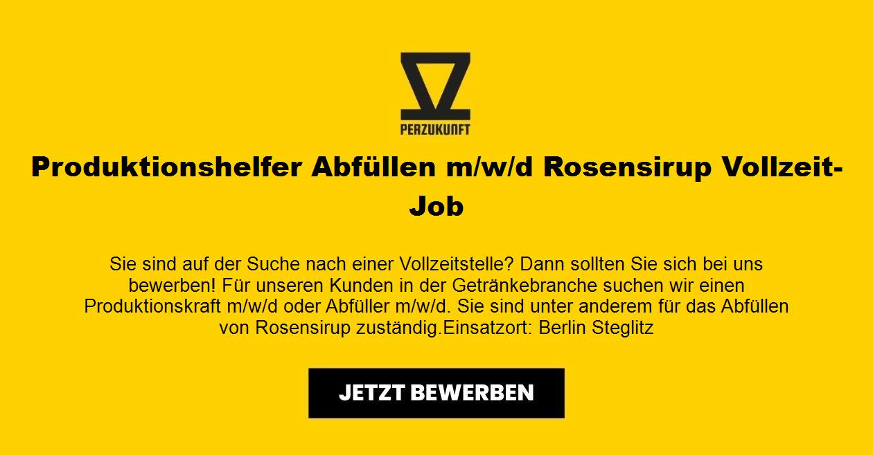 Produktionshelfer Abfüllen (m/w/d) - Rosensirup Vollzeit-Job