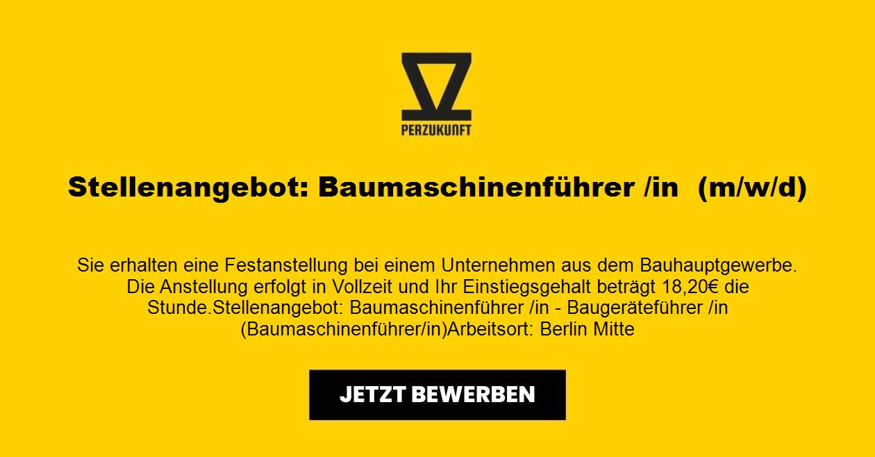 Stellenangebot: Baumaschinenführer /in  (m/w/d)