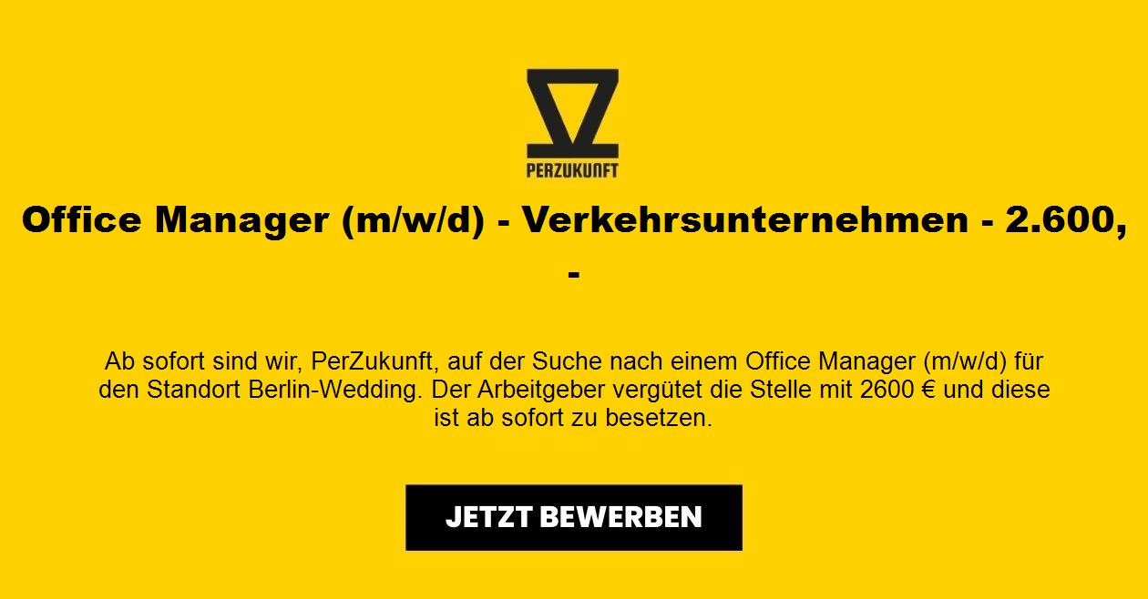 Office Manager (m/w/d) - Verkehrsunternehmen - 2.600 €