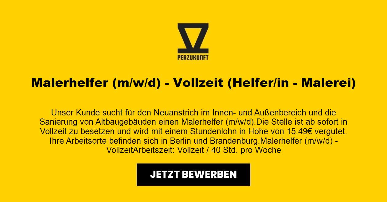 Malerhelfer/in (m/w/d) - Vollzeit - 15,49 EURO