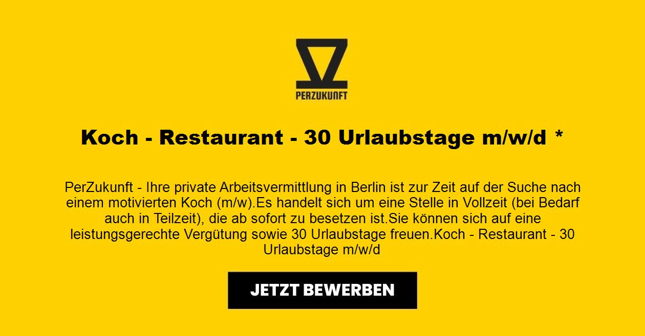 Koch (m/w/d) - Restaurant - 30 Urlaubstage