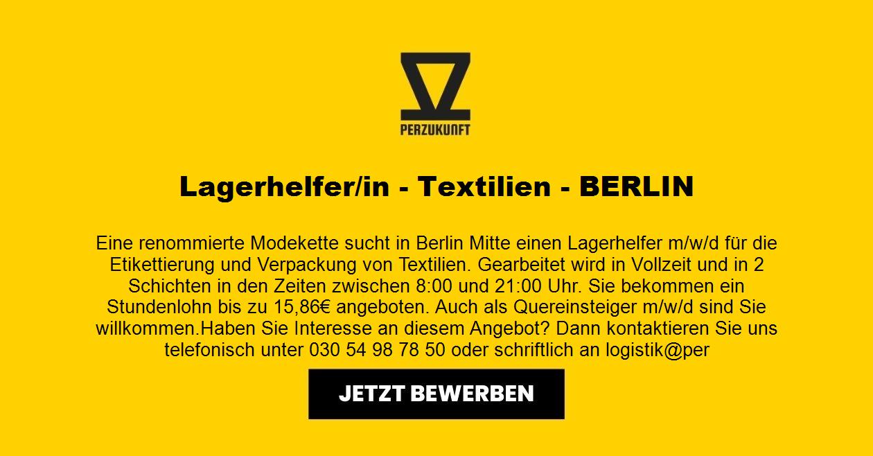 Lagerhelfer (m/w/d) 30,98 Euro pro Stunde - Berlin-Mitte