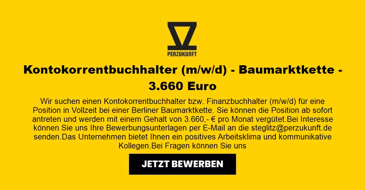 Kontokorrentbuchhalter m/w/d Baumarktkette - 8935,55 Euro