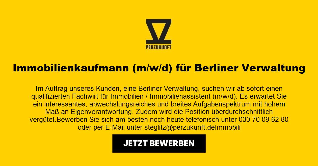 Immobilienkaufmann m/w/d für Berliner Verwaltung Vollzeit