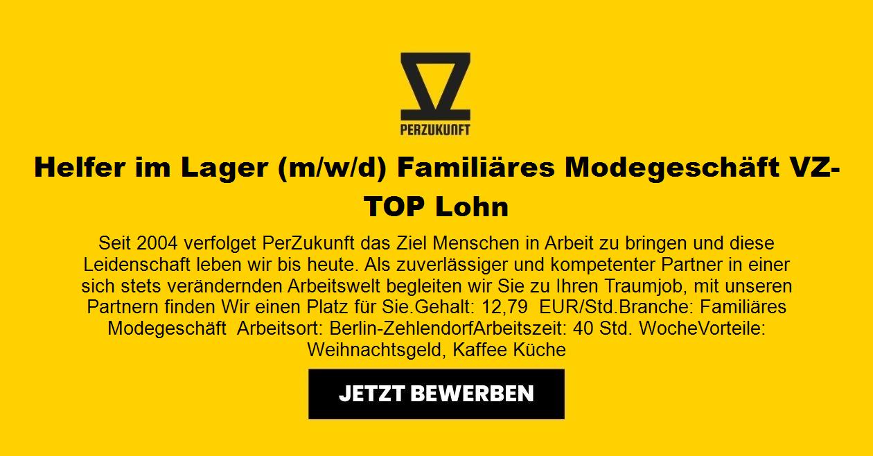 Helfer im Lager(m/w/d) Familiäres Modegeschäft VZ - TOP Lohn