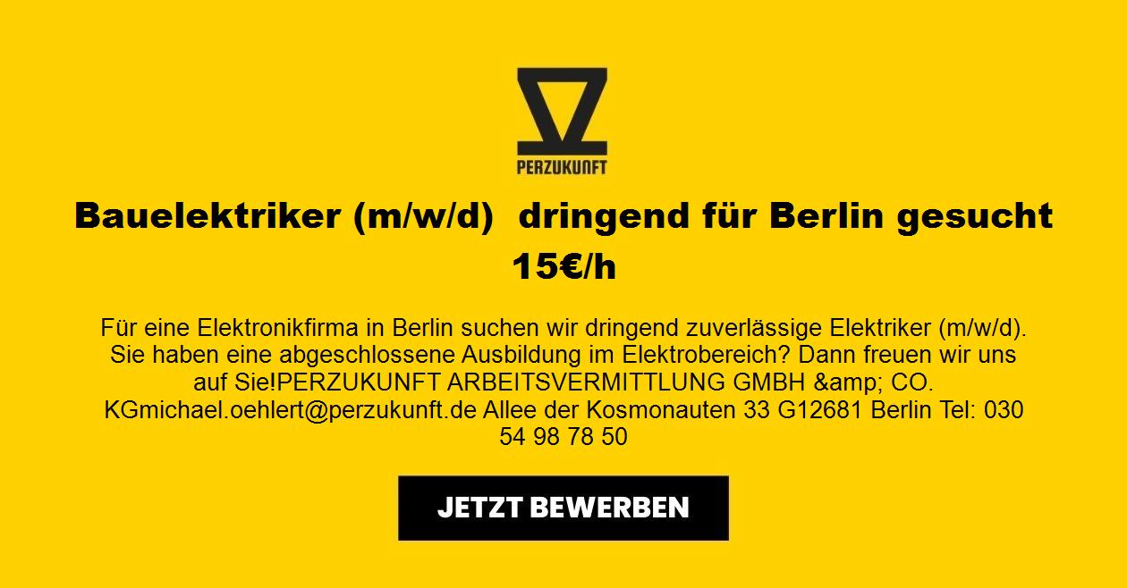 Bauelektriker (m/w/d)  dringend für Berlin gesucht 15€/h