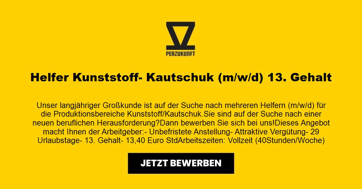 Helfer m/w/d - Kunststoff / Kautschuk -37,41 Euro