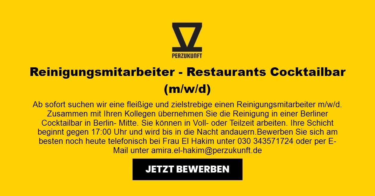 Mitarbeiter / Reiniger - Restaurants - Cocktailbar (m/w/d)