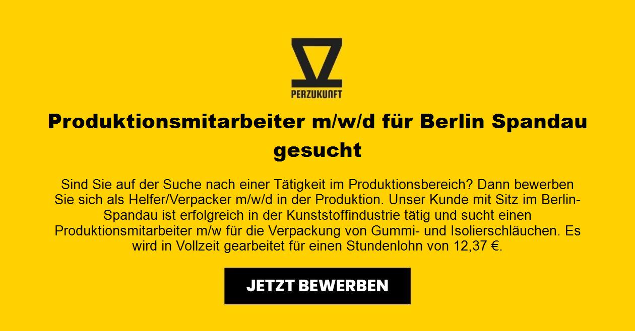 Produktionsmitarbeiter m/w/d für Berlin Spandau gesucht