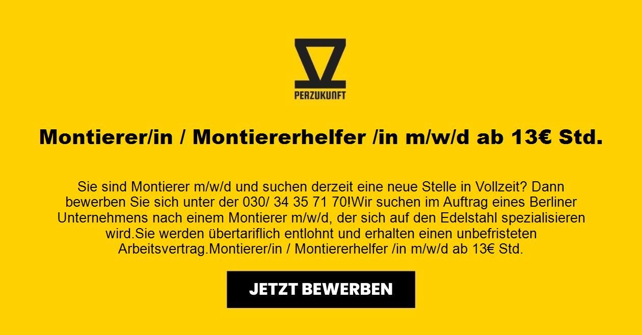 Montierer / Montagehelfer (m/w/d) ab 28,09 € Lohn