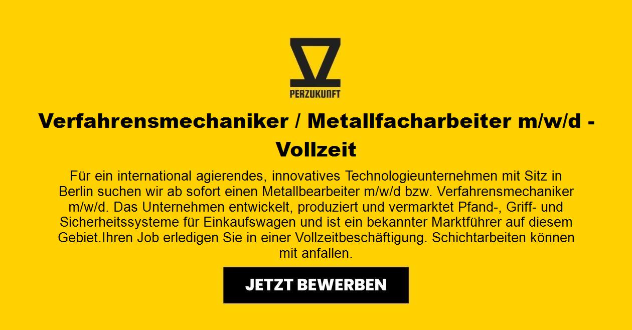 Verfahrensmechaniker / Metallfacharbeiter (m/w/d) - Vollzeit
