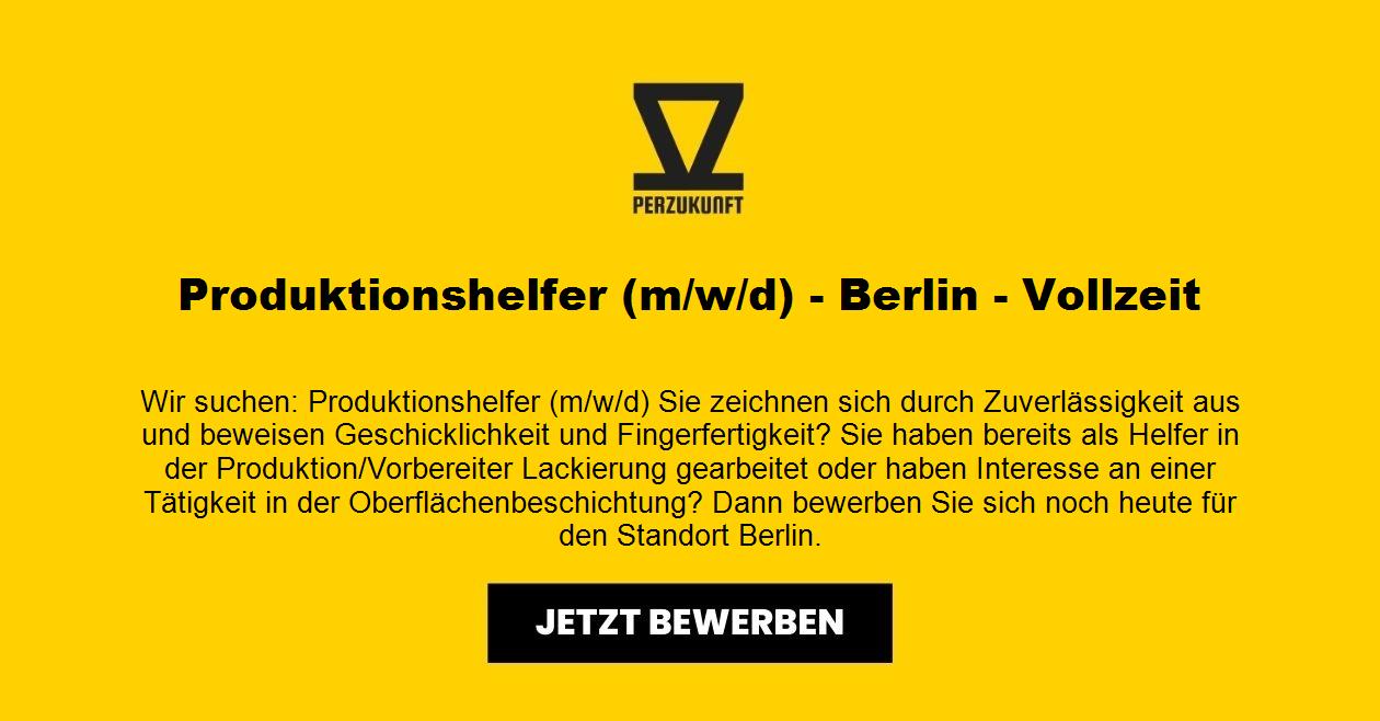 Produktionshelfer (m/w/d) - Berlin - Vollzeit.