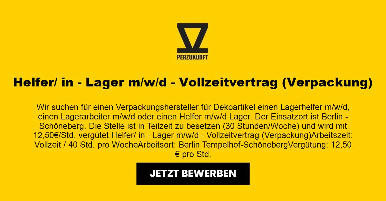 Helfer/ in - Lager m/w/d - Vollzeitvertrag