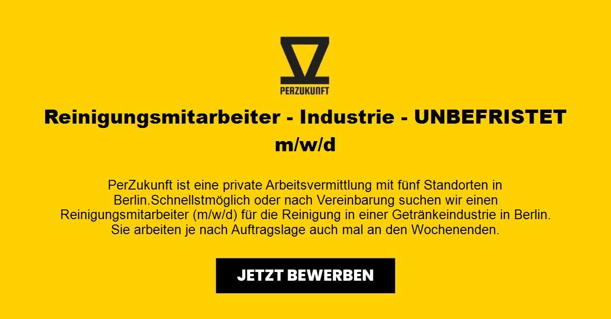 Reinigungsmitarbeiter - Industrie - UNBEFRISTET m/w/d