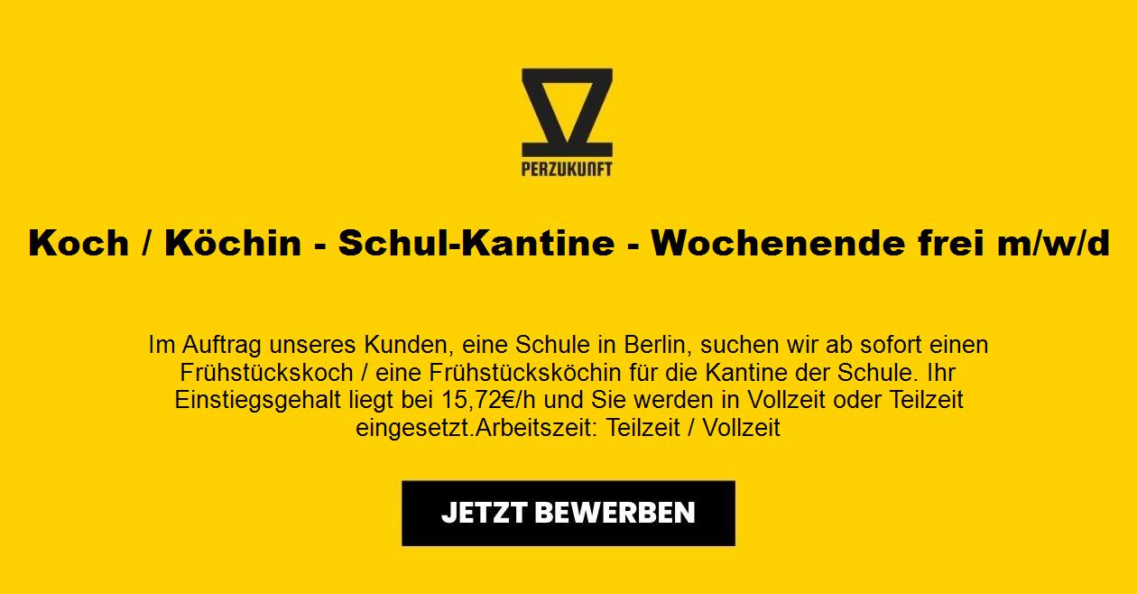 Koch / Köchin - Schul-Kantine - Wochenende frei m/w/d