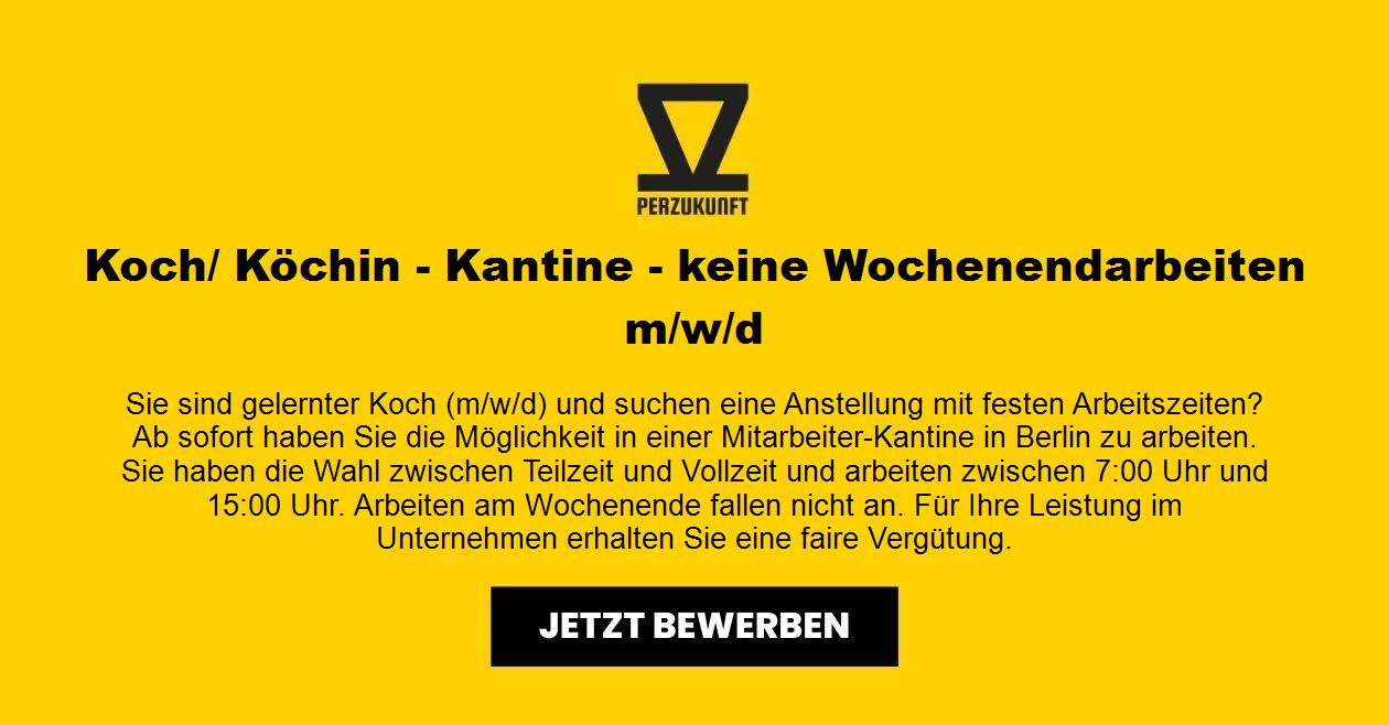 Koch/ Köchin - Kantine - keine Wochenendarbeiten m/w/d