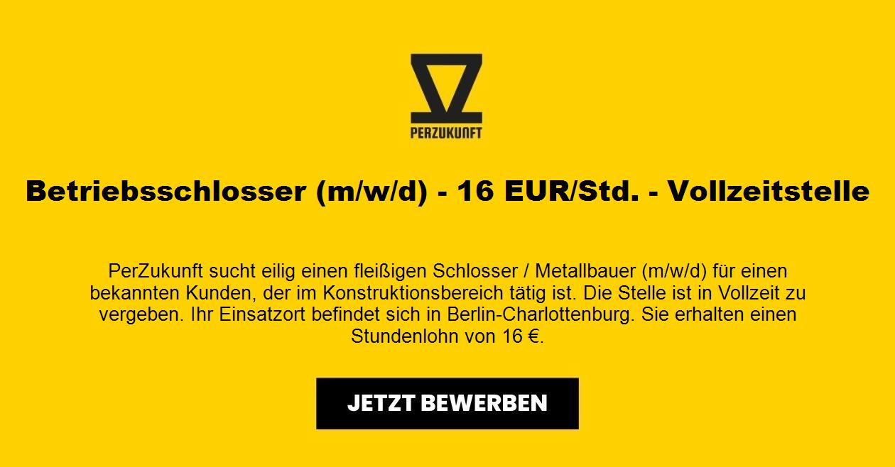 Betriebsschlosser (m/w/d) - 16 EUR/Std. - Vollzeitstelle
