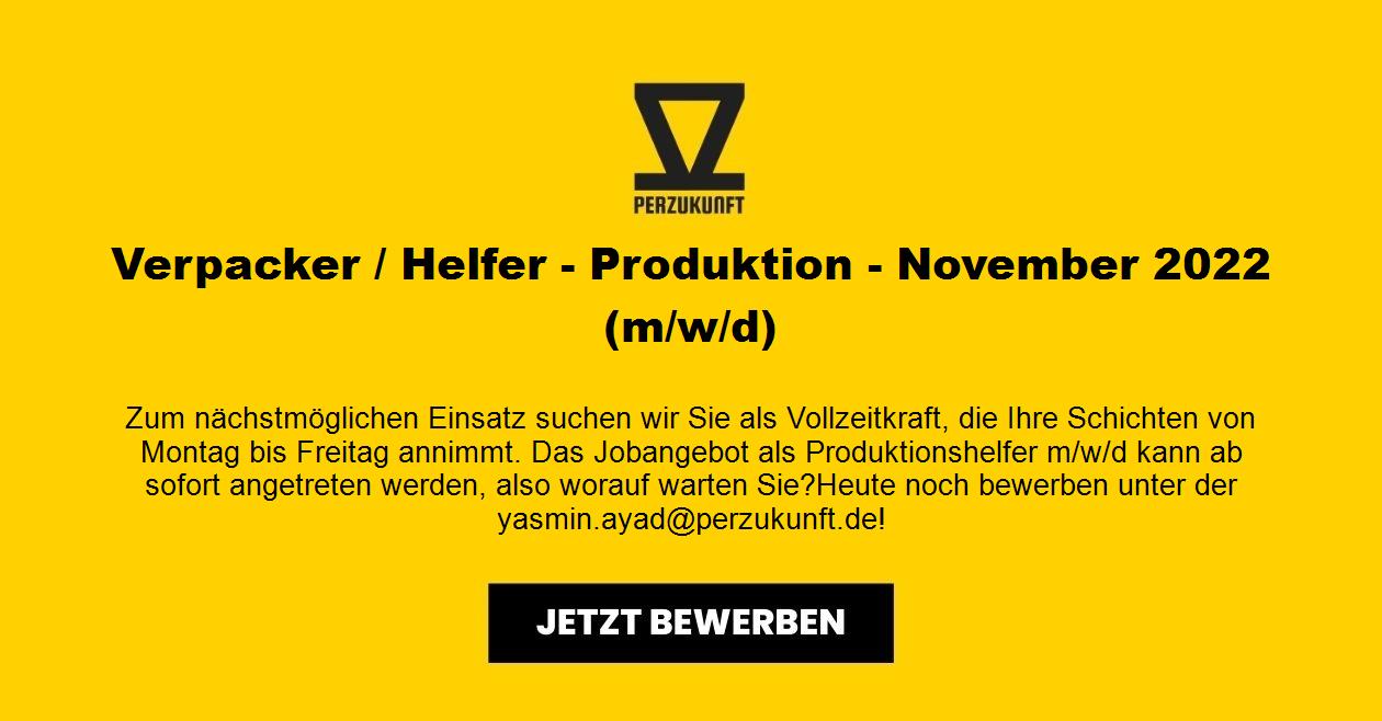 Verpacker / Helfer - Produktion - November 2022 (m/w/d)