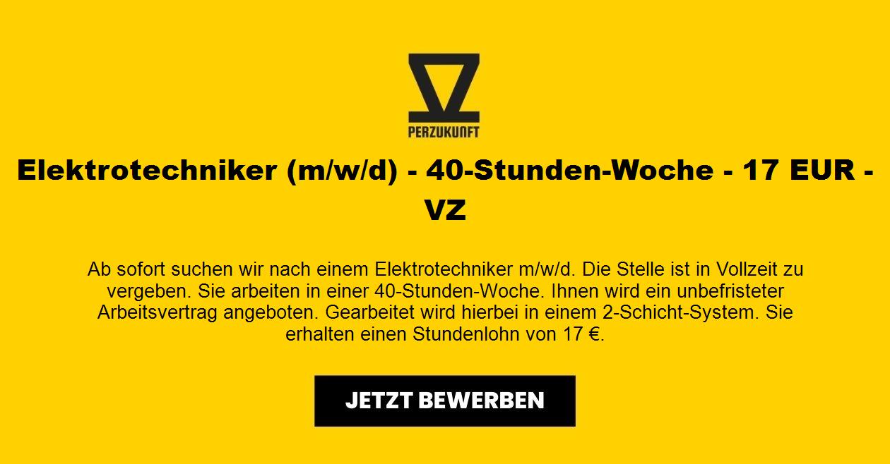 Elektrotechniker (m/w/d) - 40-Stunden-Woche - 36,73 EUR - VZ