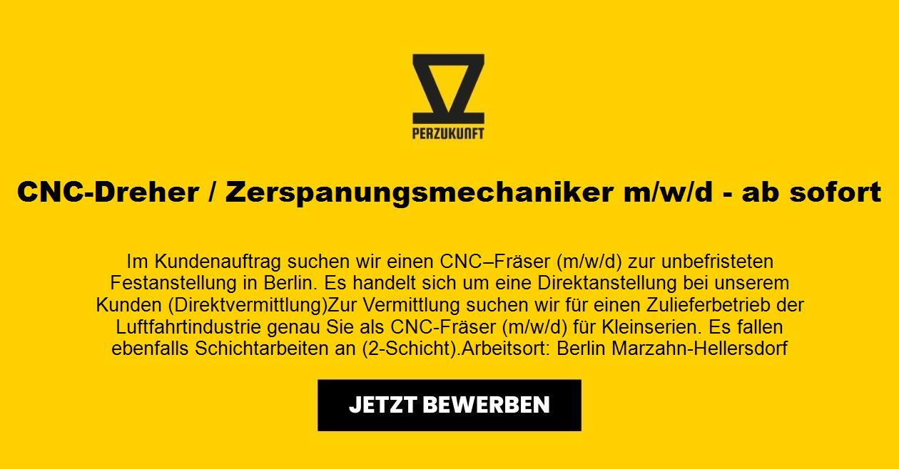 CNC-Dreher / Zerspanungsmechaniker m/w/d - ab sofort