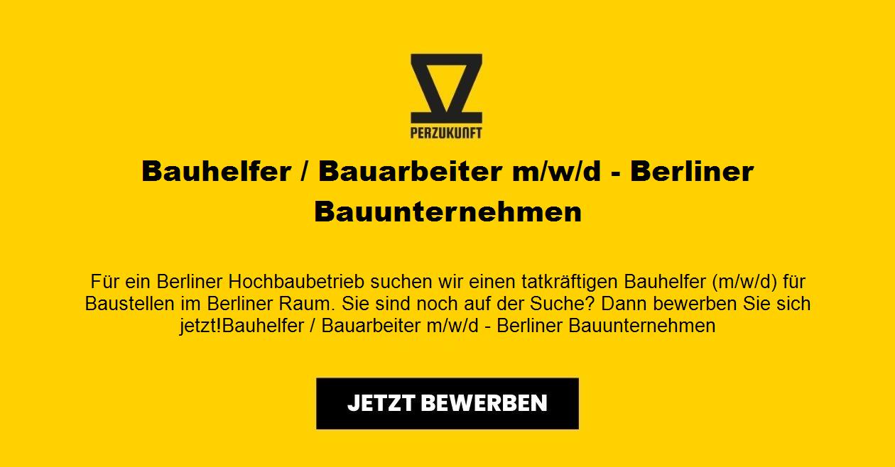 Bauhelfer / Bauarbeiter m/w/d - Berliner Bauunternehmen