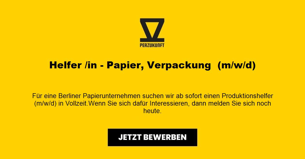 Helfer /in - Papier, Verpackung  (m/w/d)