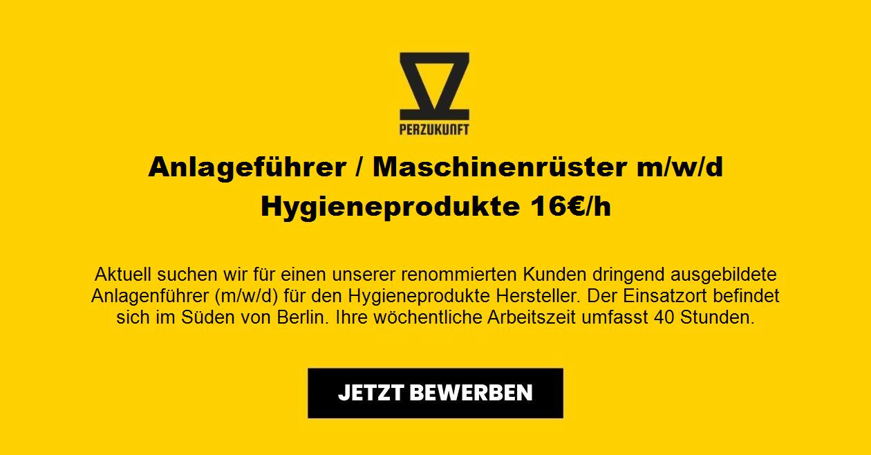 Anlageführer / Maschinenrüster m/w/d Hygieneprodukte 16€/h