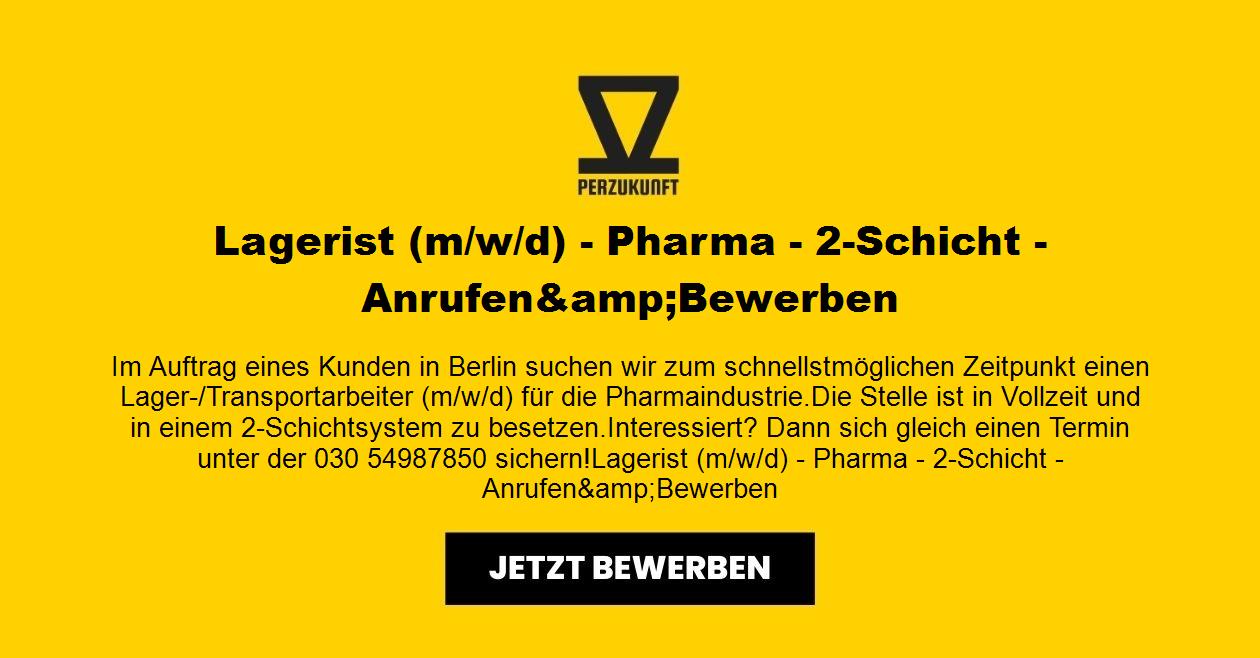 Lagerist (m/w/d) - Pharma - 2-Schicht - Anrufen&amp;Bewerben