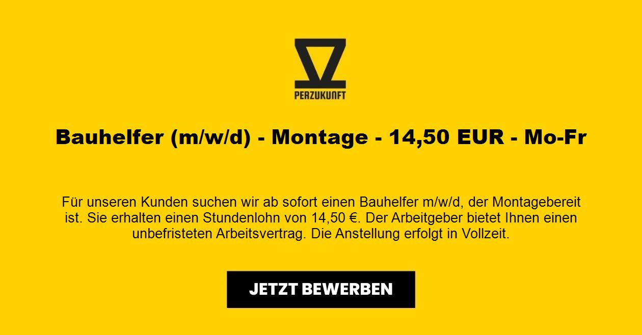 Bauhelfer (m/w/d) - Montage - 31,32 EUR - Mo-Fr