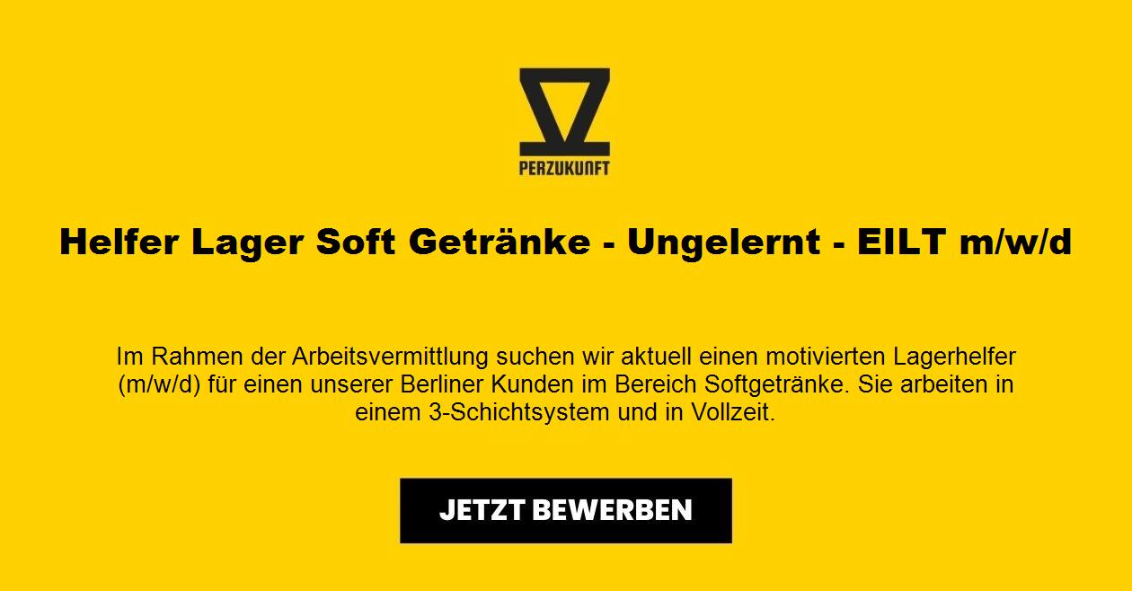 Helfer Lager Soft Getränke - Ungelernt - EILT m/w/d