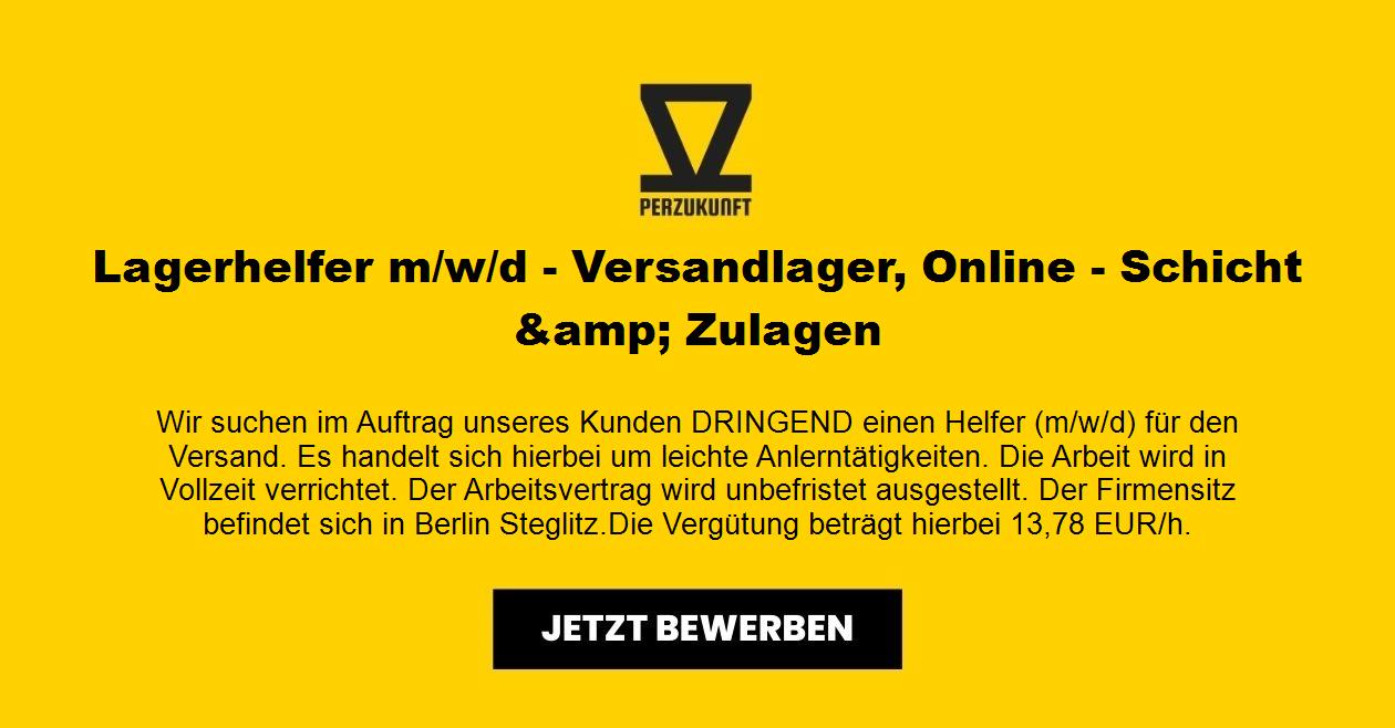 Lagerhelfer m/w/d - Versandlager, Online - Schicht &amp; Zulagen