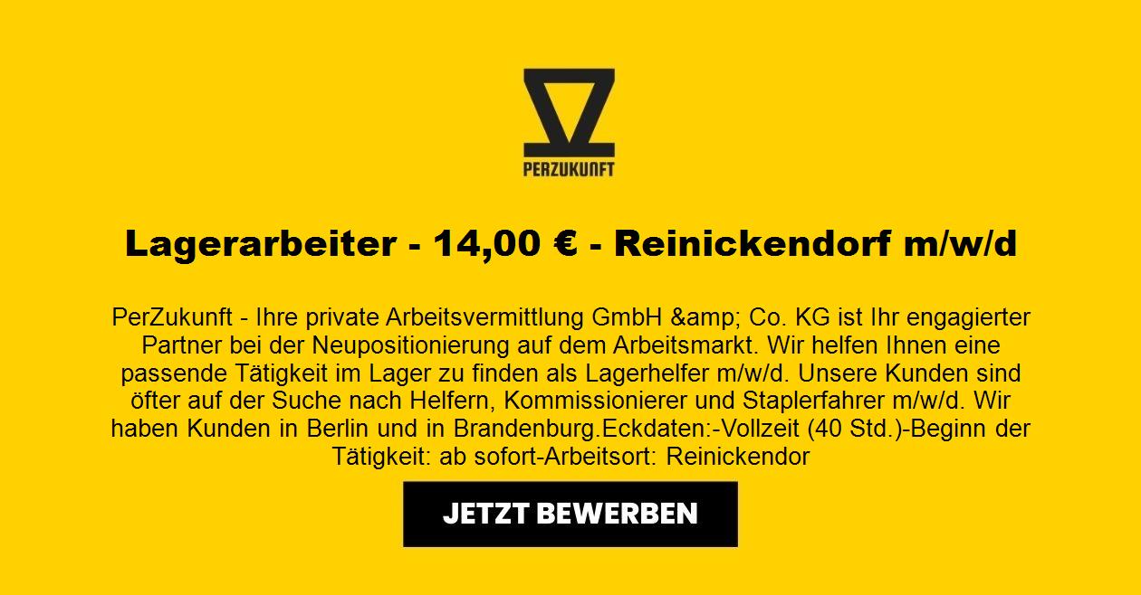 Lagerarbeiter - 30,25 € - Reinickendorf m/w/d