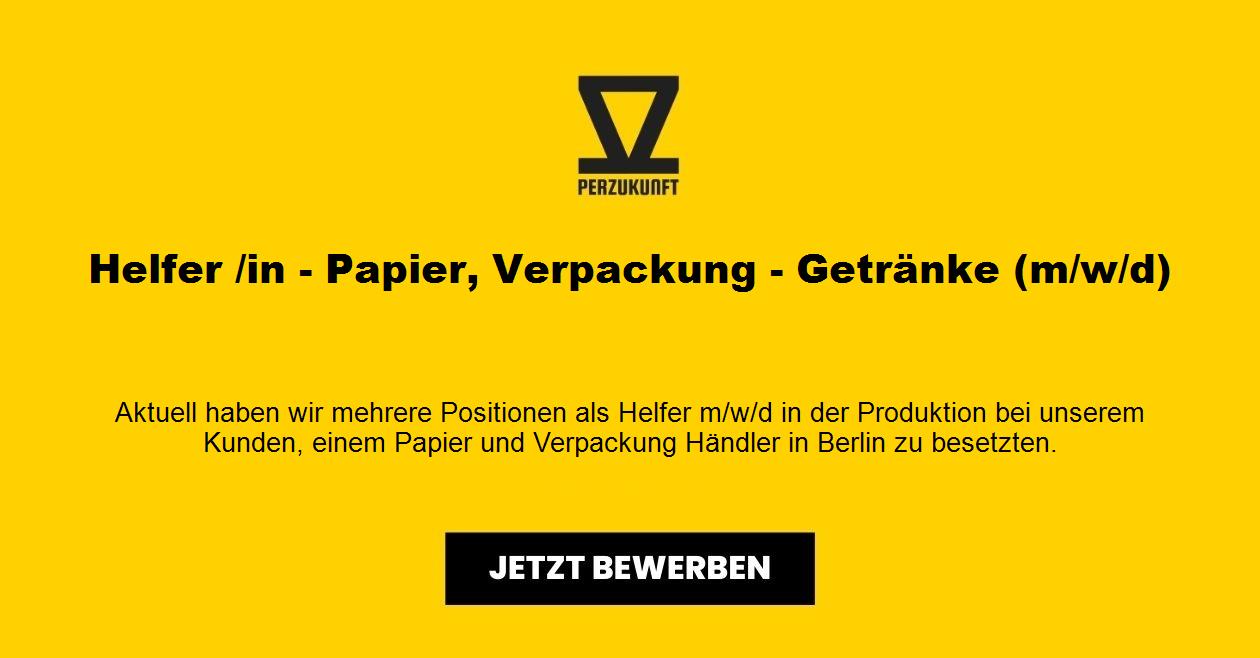 Helfer /in - Papier, Verpackung - Getränke (m/w/d)