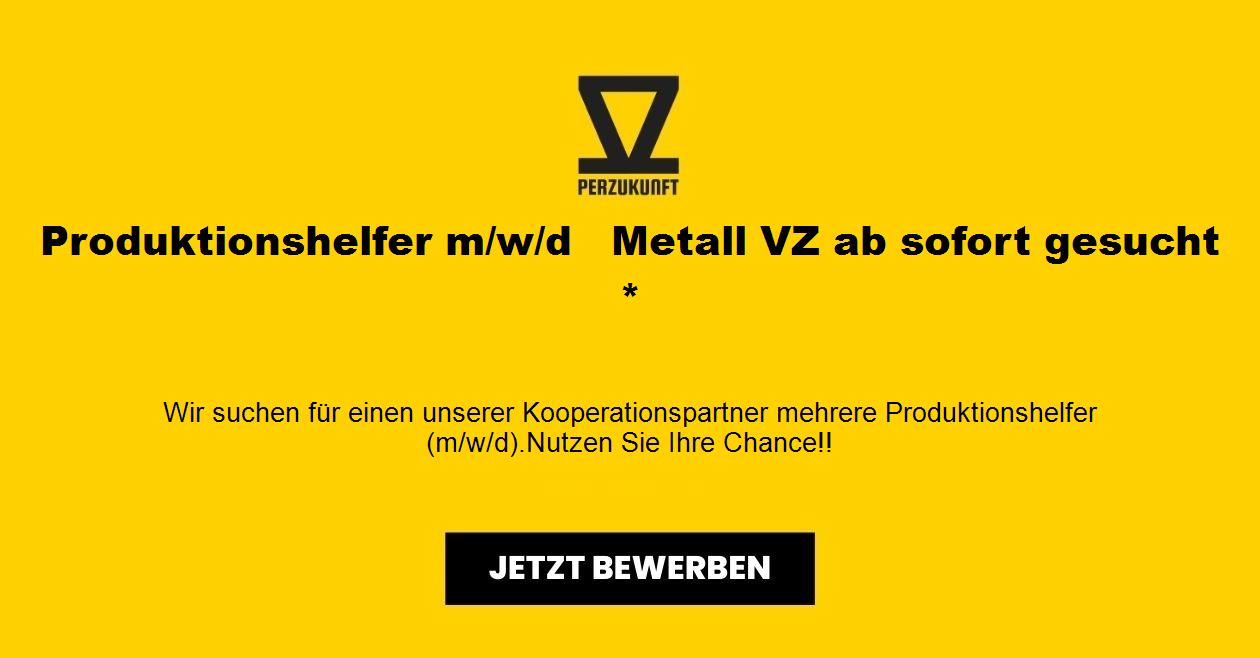 Produktionshelfer m/w/d   Metall VZ ab sofort gesucht *