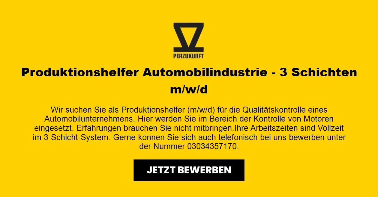 Produktionshelfer Automobilindustrie - 3 Schichten m/w/d