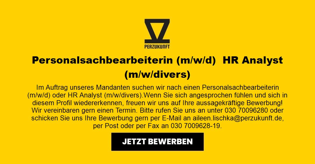 Personalsachbearbeiterin (m/w/d)  HR Analyst (m/w/divers)