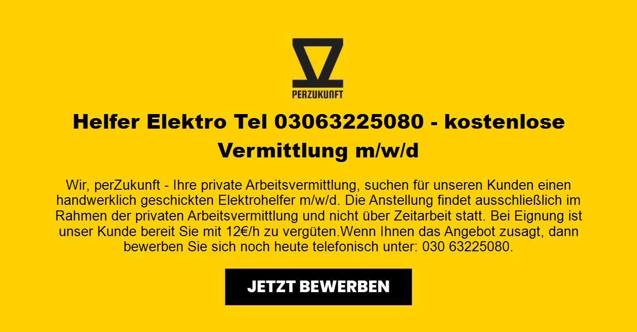 Helfer Elektro Tel 03063225080 - kostenlose Vermittlung m/w/d