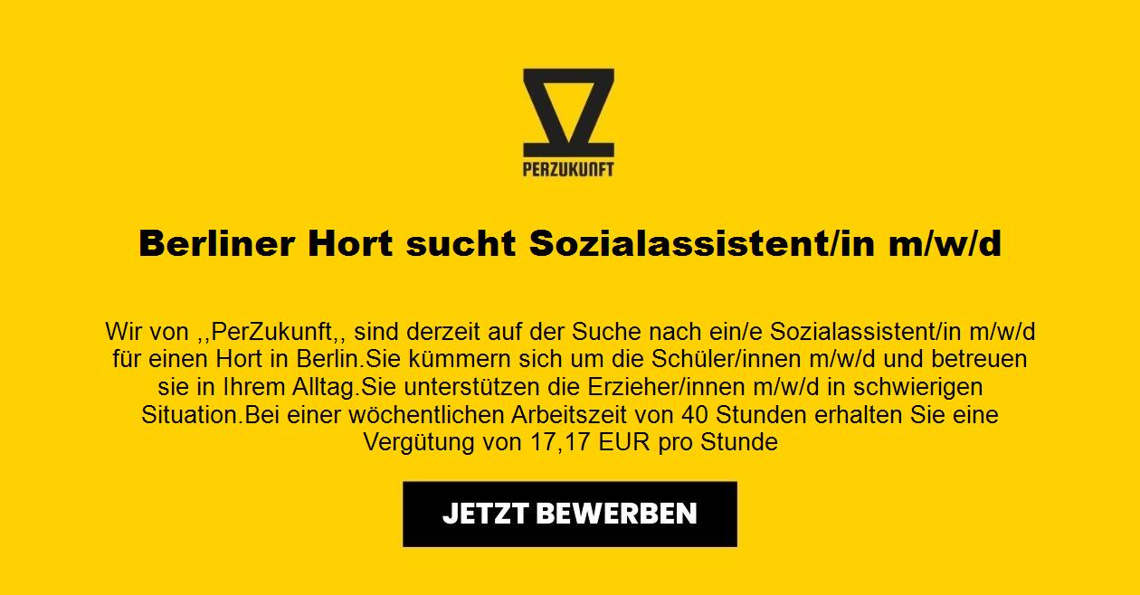 Berliner Hort sucht Sozialassistent/in m/w/d