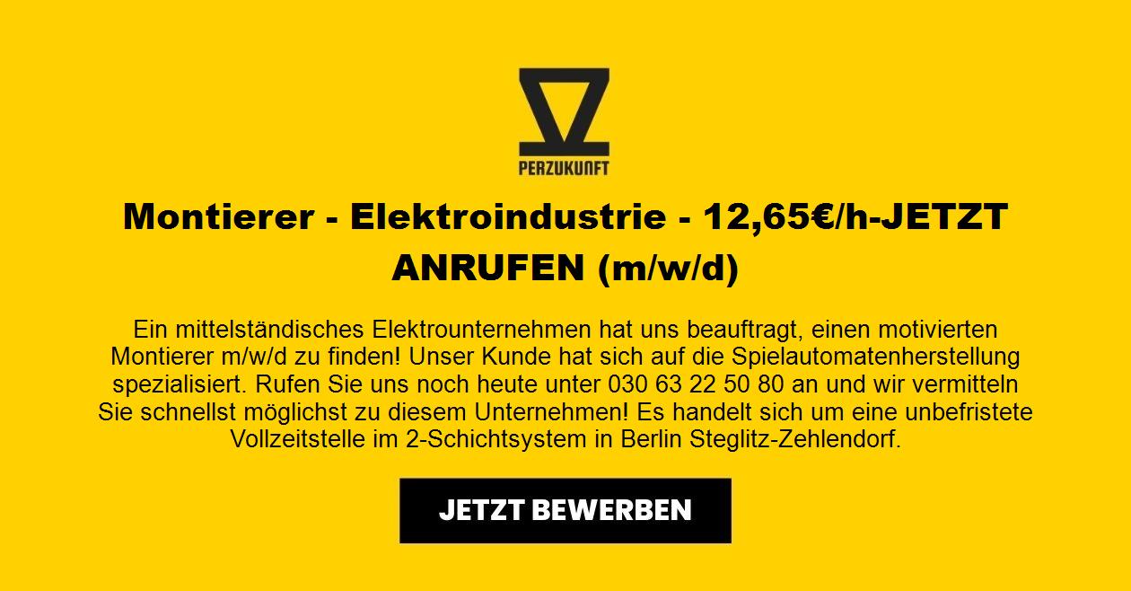 Montierer - Elektroindustrie - 13,53€/h-JETZT ANRUFEN (m/w/d)
