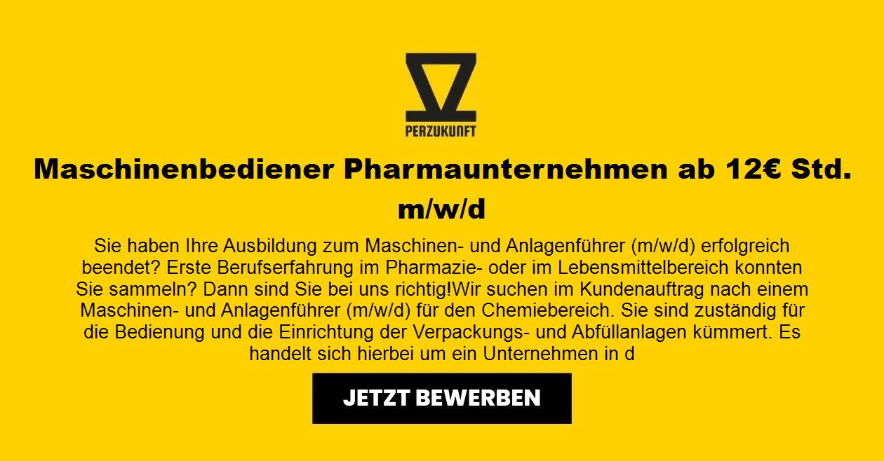 Maschinenbediener Pharmaunternehmen ab 12,83€ Std. m/w/d