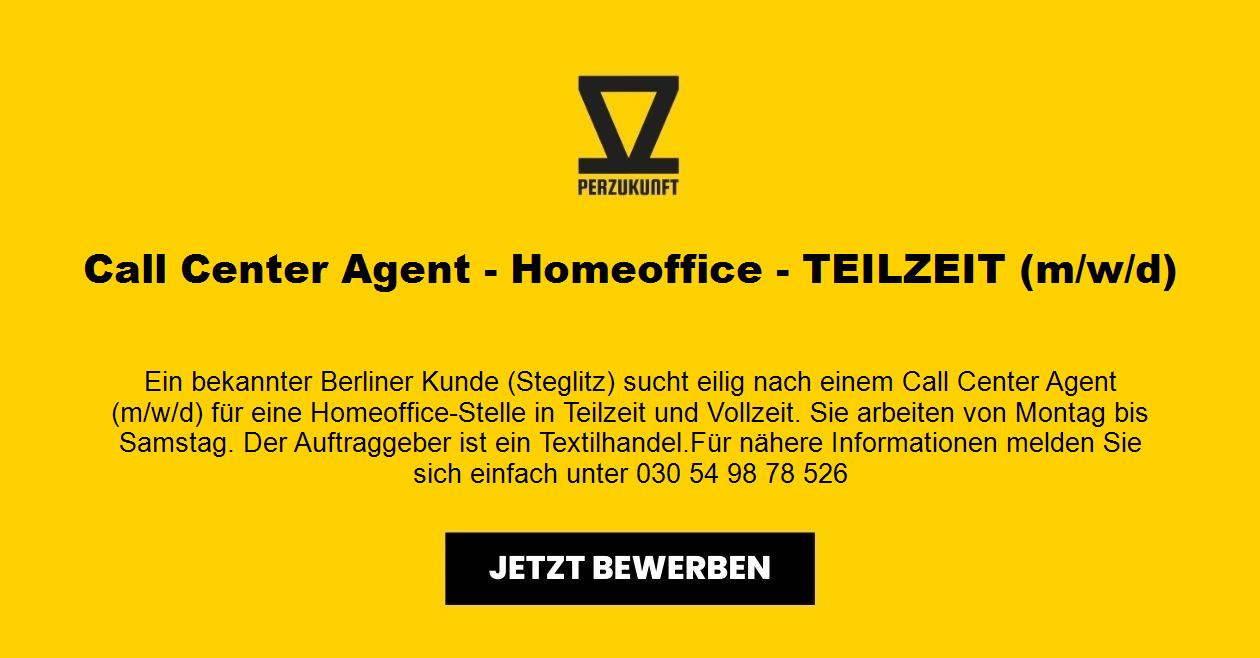 Call Center Agent - Homeoffice - TEILZEIT (m/w/d)