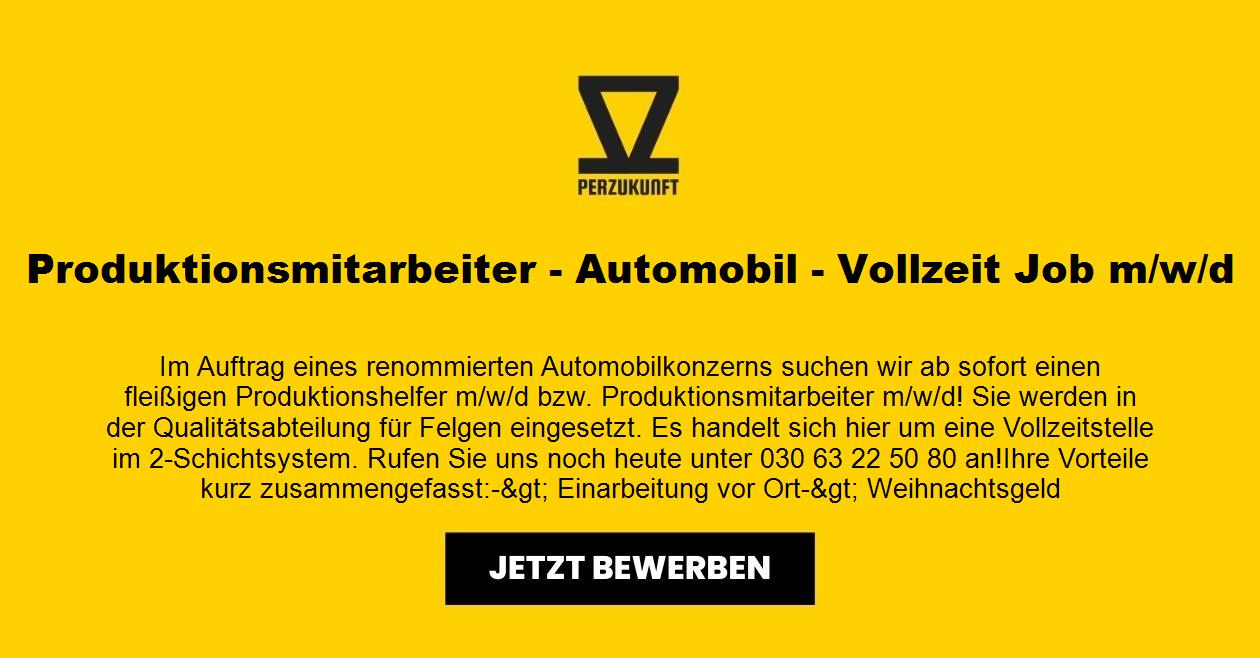 Produktionsmitarbeiter - Automobil - Vollzeit Job m/w/d