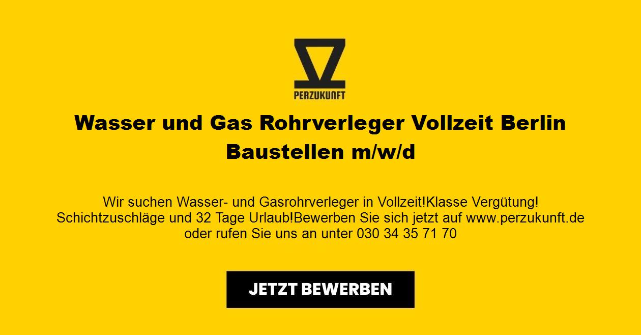 Wasser und Gas Rohrverleger Vollzeit Berlin Baustellen m/w/d