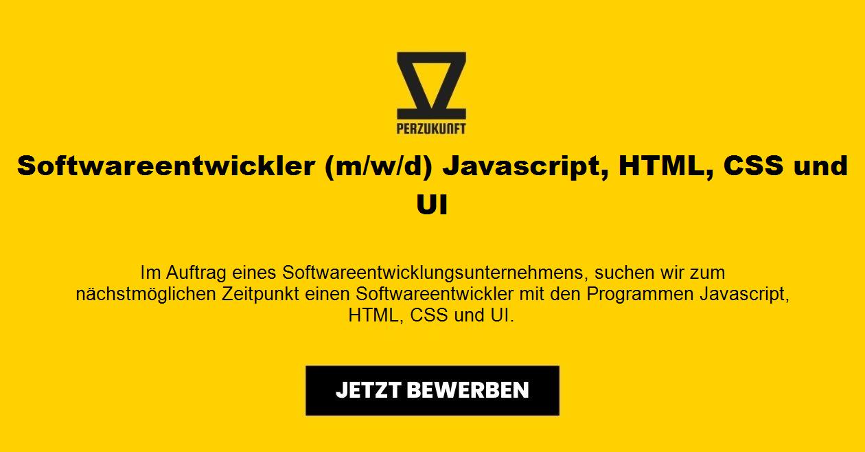 Softwareentwickler (m/w/d) Javascript, HTML, CSS und UI