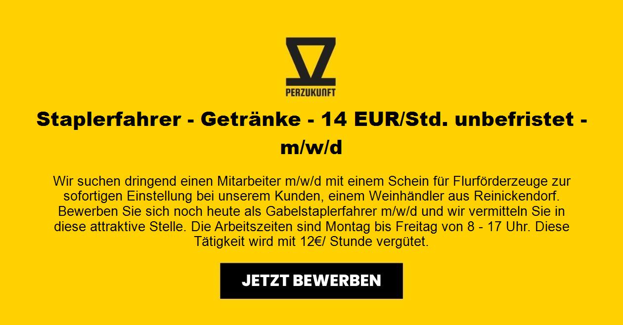 Staplerfahrer - Getränke - 14 EUR/Std. unbefristet - m/w/d