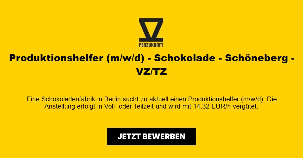 Produktionshelfer (m/w/d) - Schokolade - Schöneberg - VZ/TZ