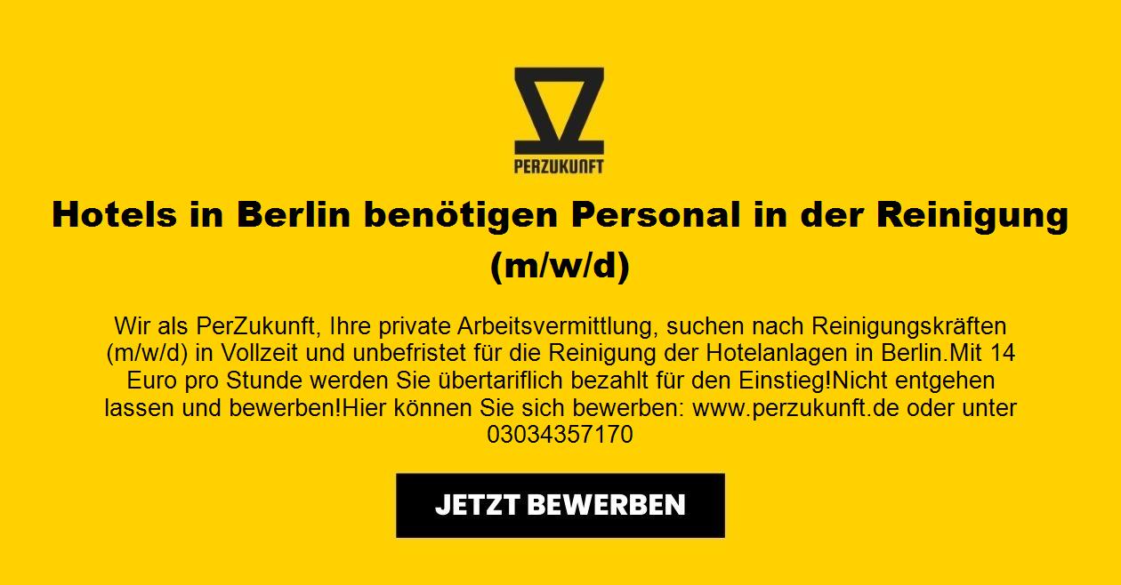 Hotels in Berlin benötigen Personal in der Reinigung (m/w/d)