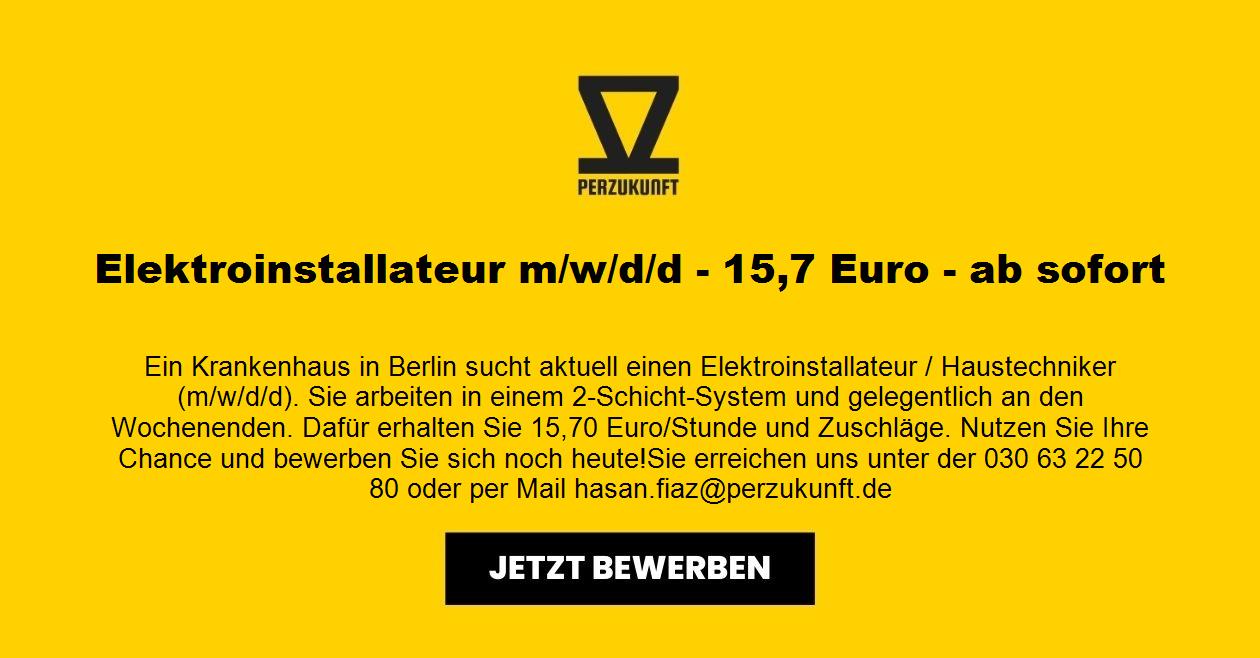 Elektroinstallateur m/w/d - 17,36 Euro - ab sofort