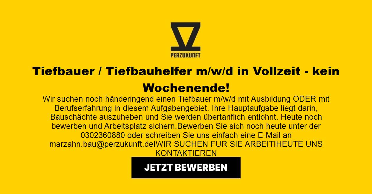 Tiefbauer / Tiefbauhelfer m/w/d in Vollzeit - kein Wochenende!